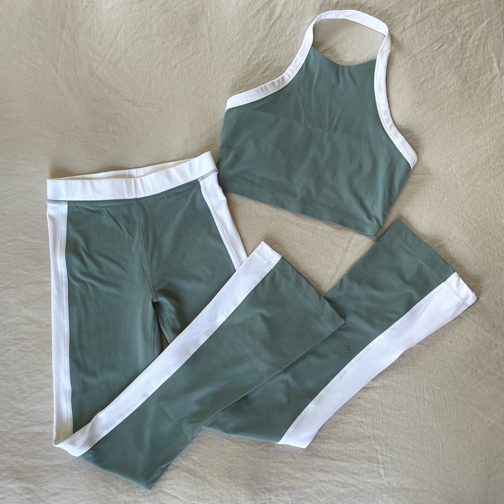 Lululemon Nulu Groove halter top and flare pant set